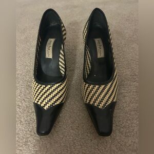 Sacha London Black and Cream Leather Heels